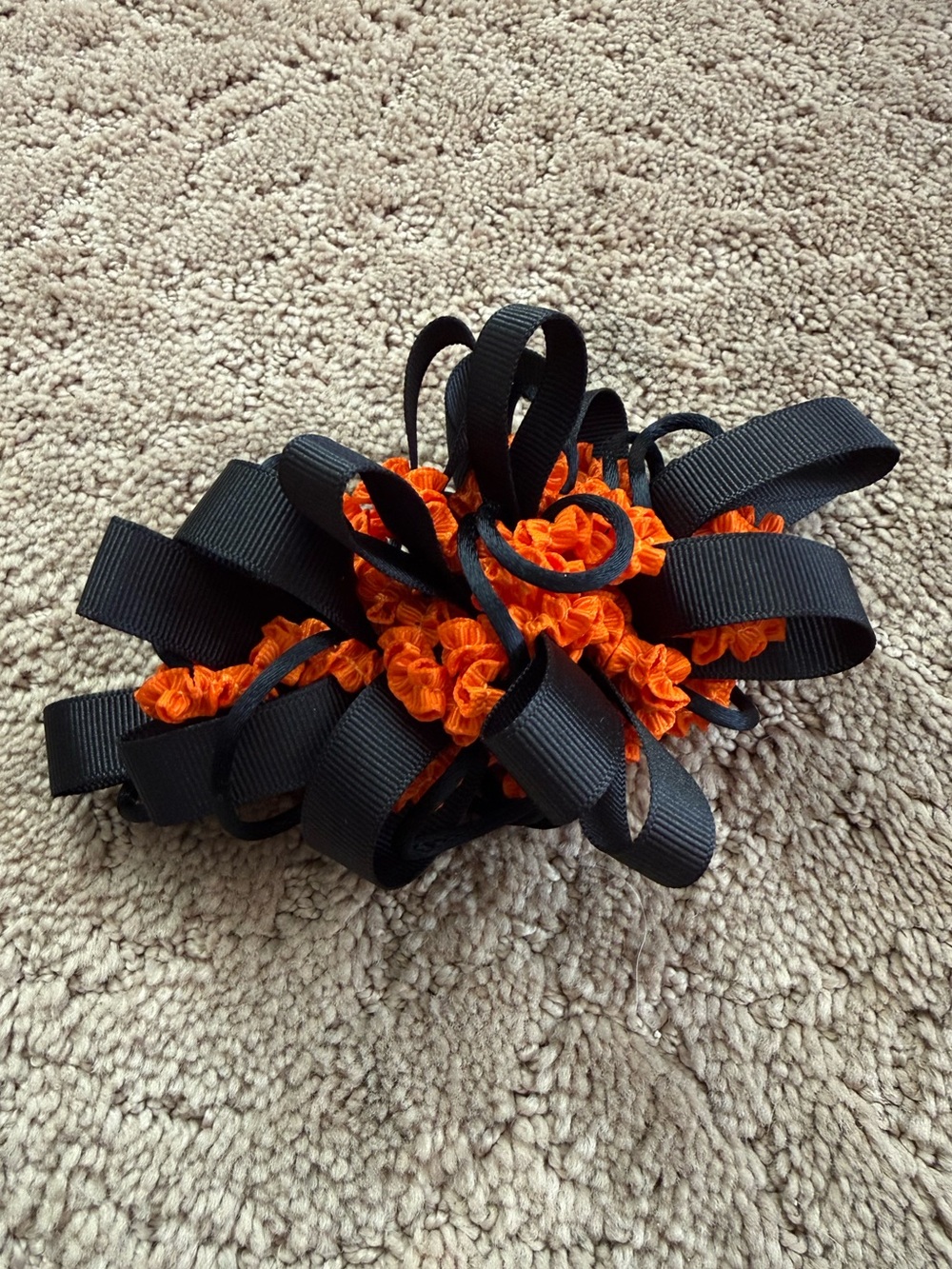 Kids Halloween Black and Orange Hair Bow